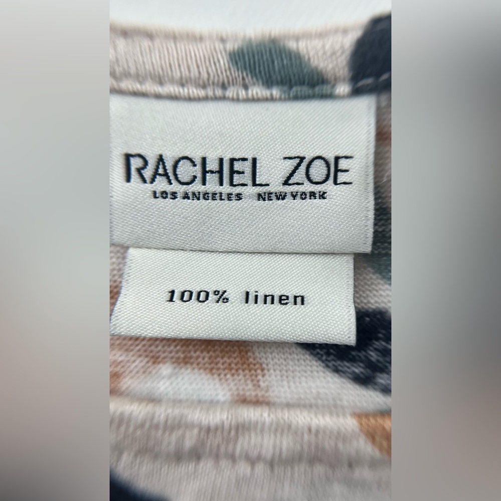 Rachel Zoe 100% Linen Floral Print Mid-Length Top | Size L - Picture 3 of 5